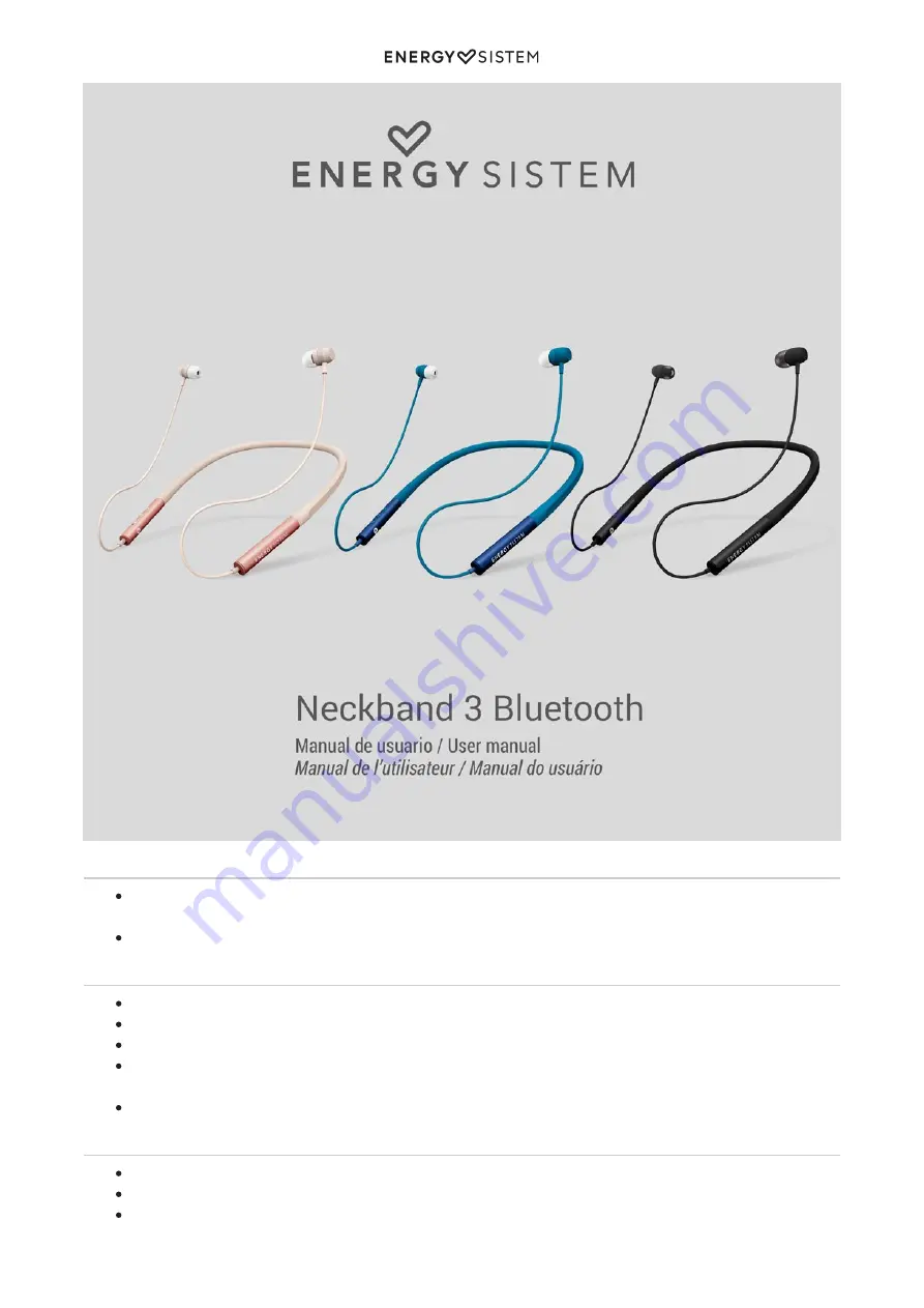 ENERGY SISTEM Neckband 3 Bluetooth User Manual Download Page 3