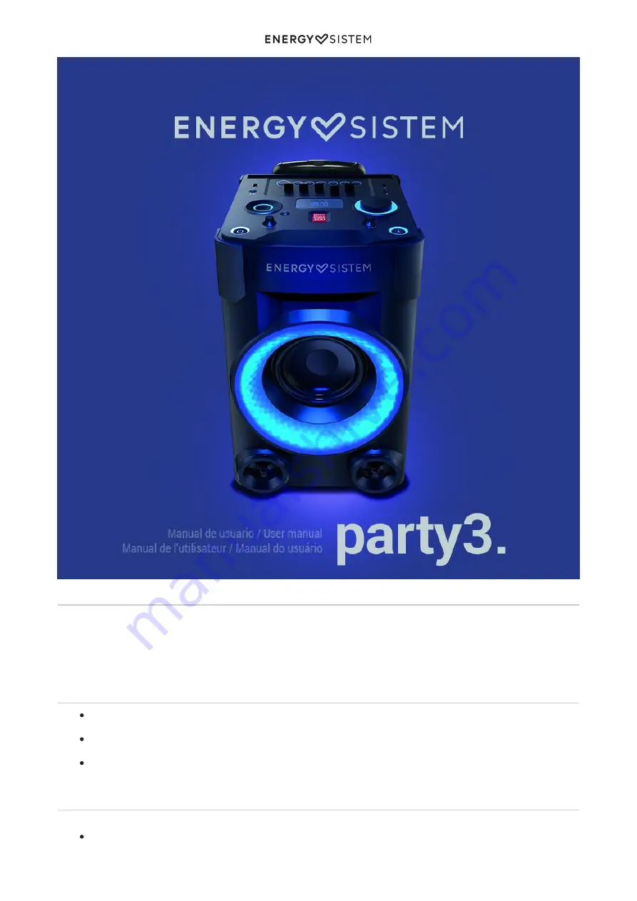 ENERGY SISTEM Party 3 Go User Manual Download Page 3