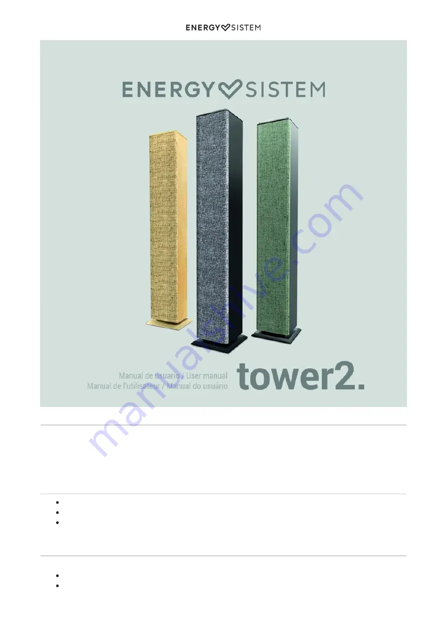 ENERGY SISTEM Tower 2 Style Скачать руководство пользователя страница 3