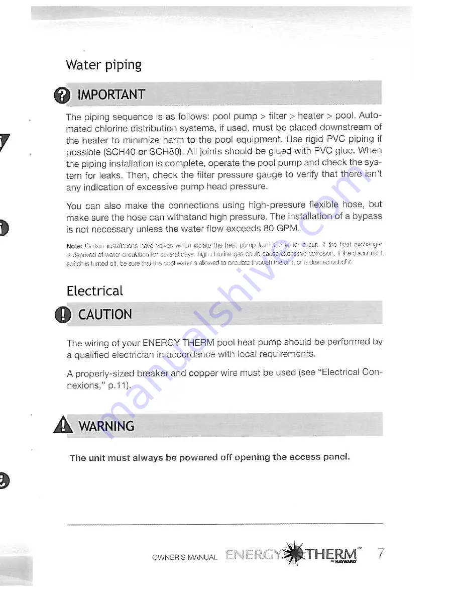 ENERGY THERM R-22 Series Owner'S Manual Download Page 9