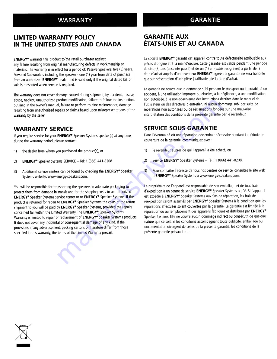 Energy ESW-CS8 Owner'S Manual Download Page 7