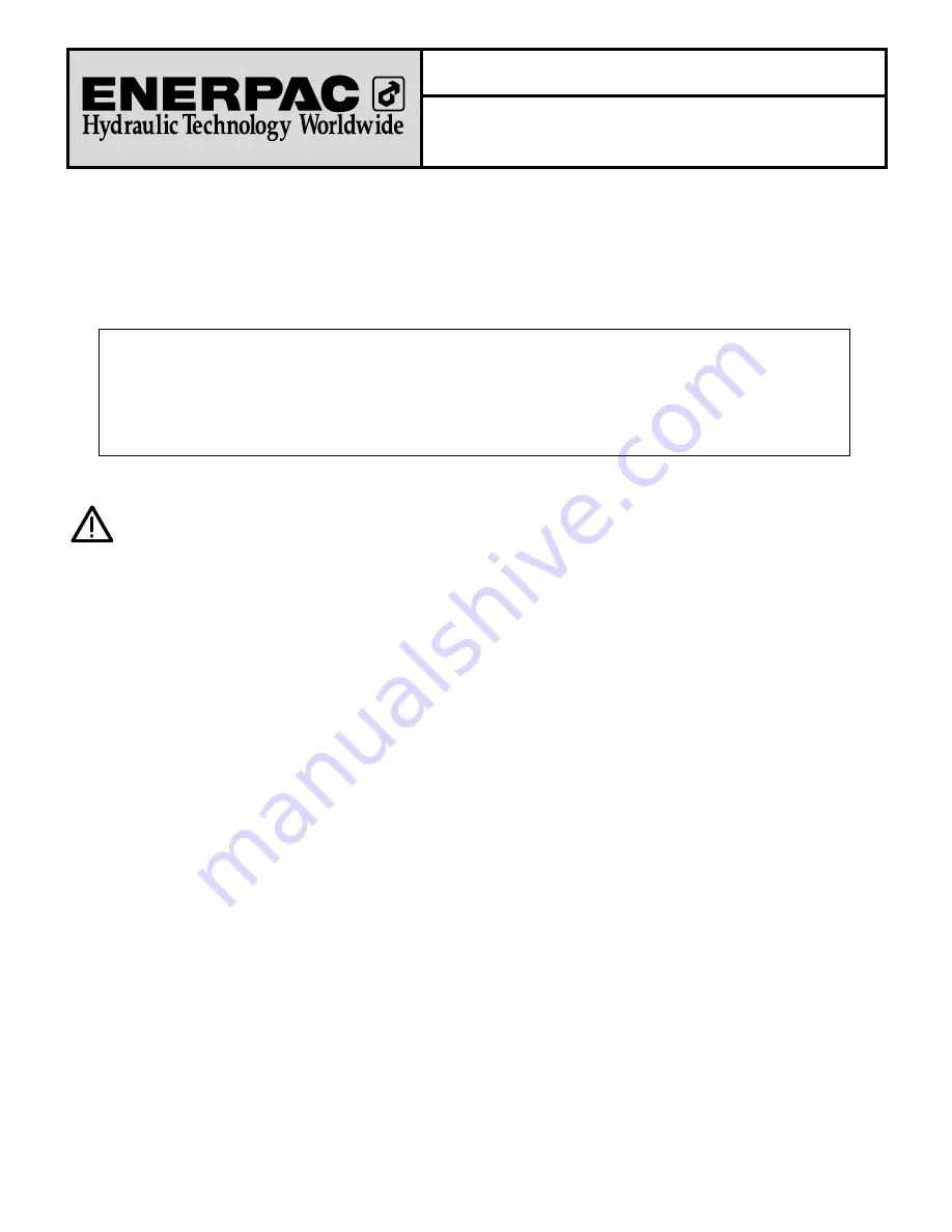 Enerpac PUJ-1200 Service Instructions Download Page 1