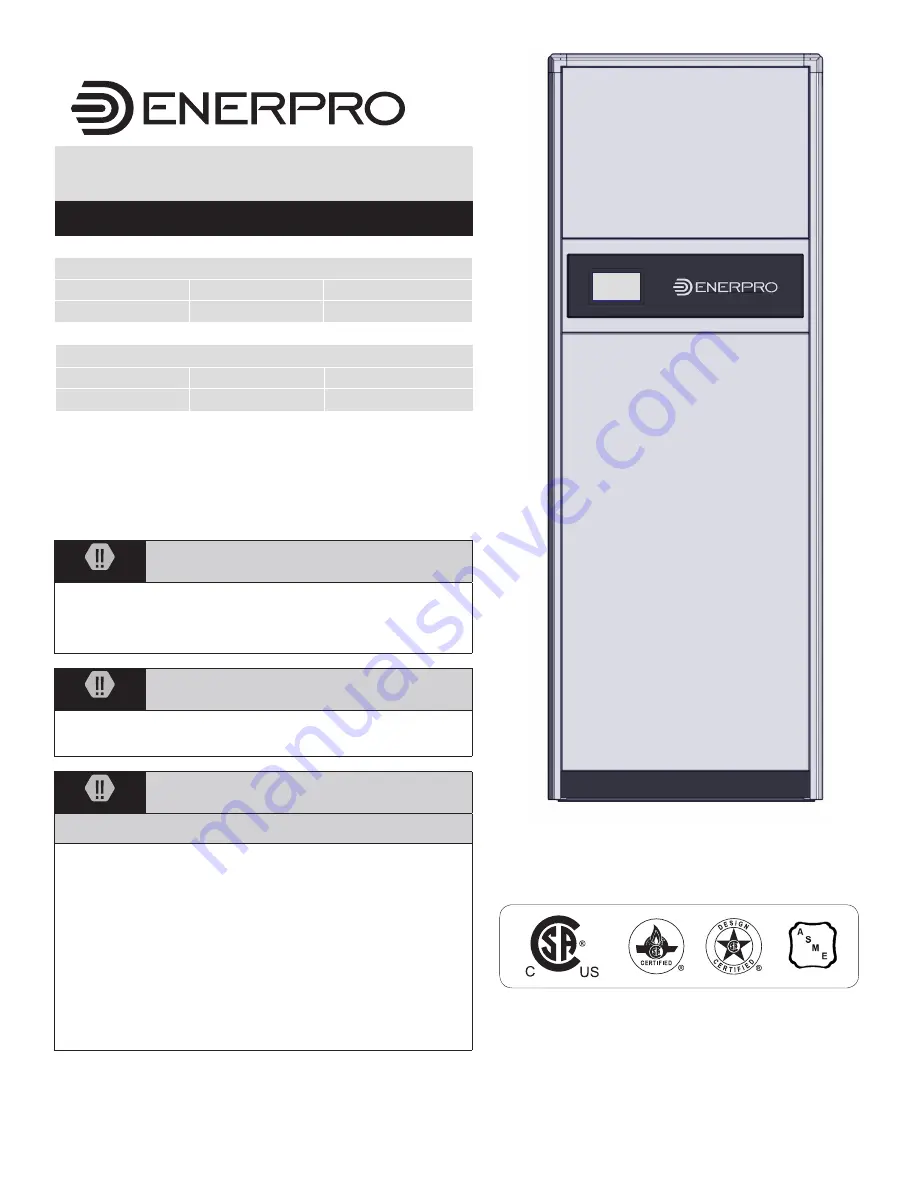 EnerPro EPA1050 Installation And Operation Manual Download Page 1