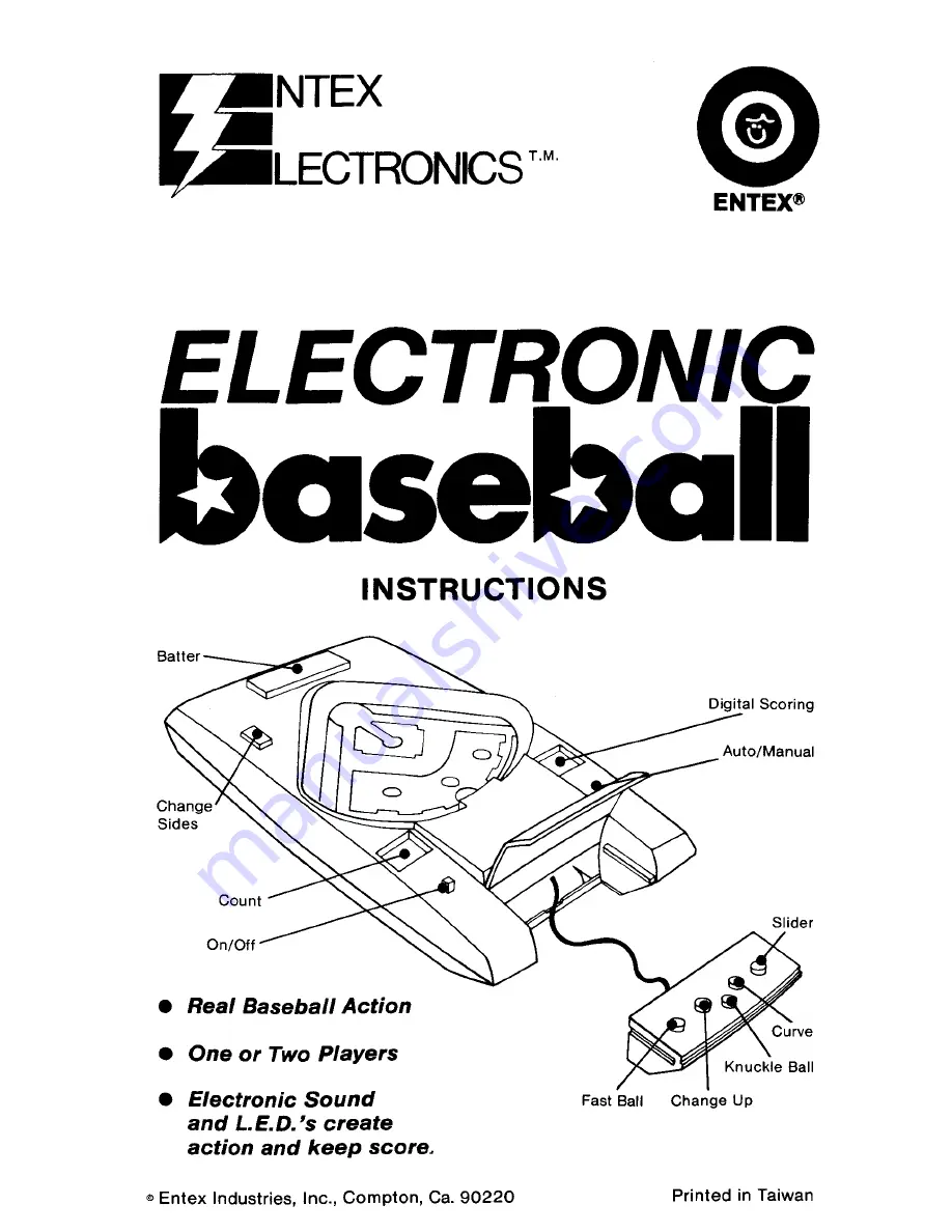 Entex Electronic Baseball Скачать руководство пользователя страница 1