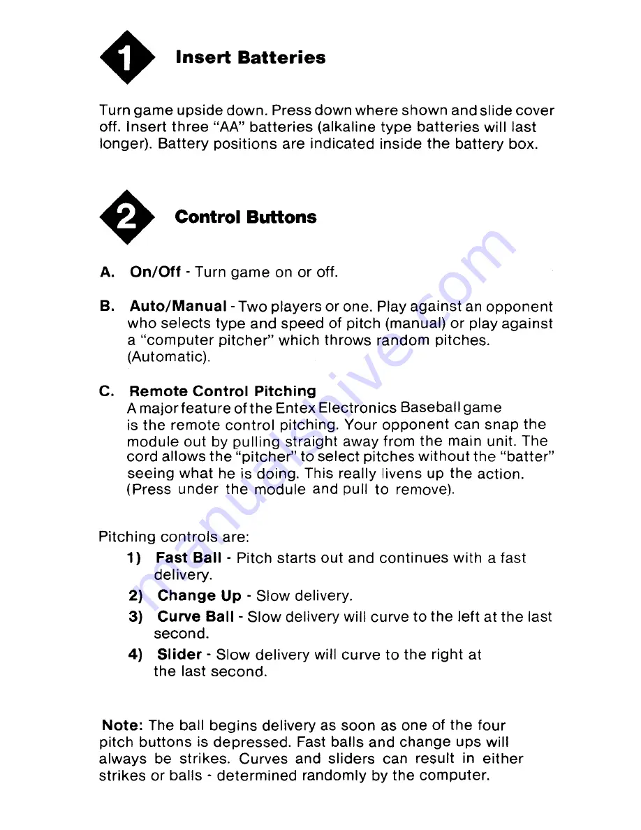 Entex Electronic Baseball2 User Manual Download Page 2