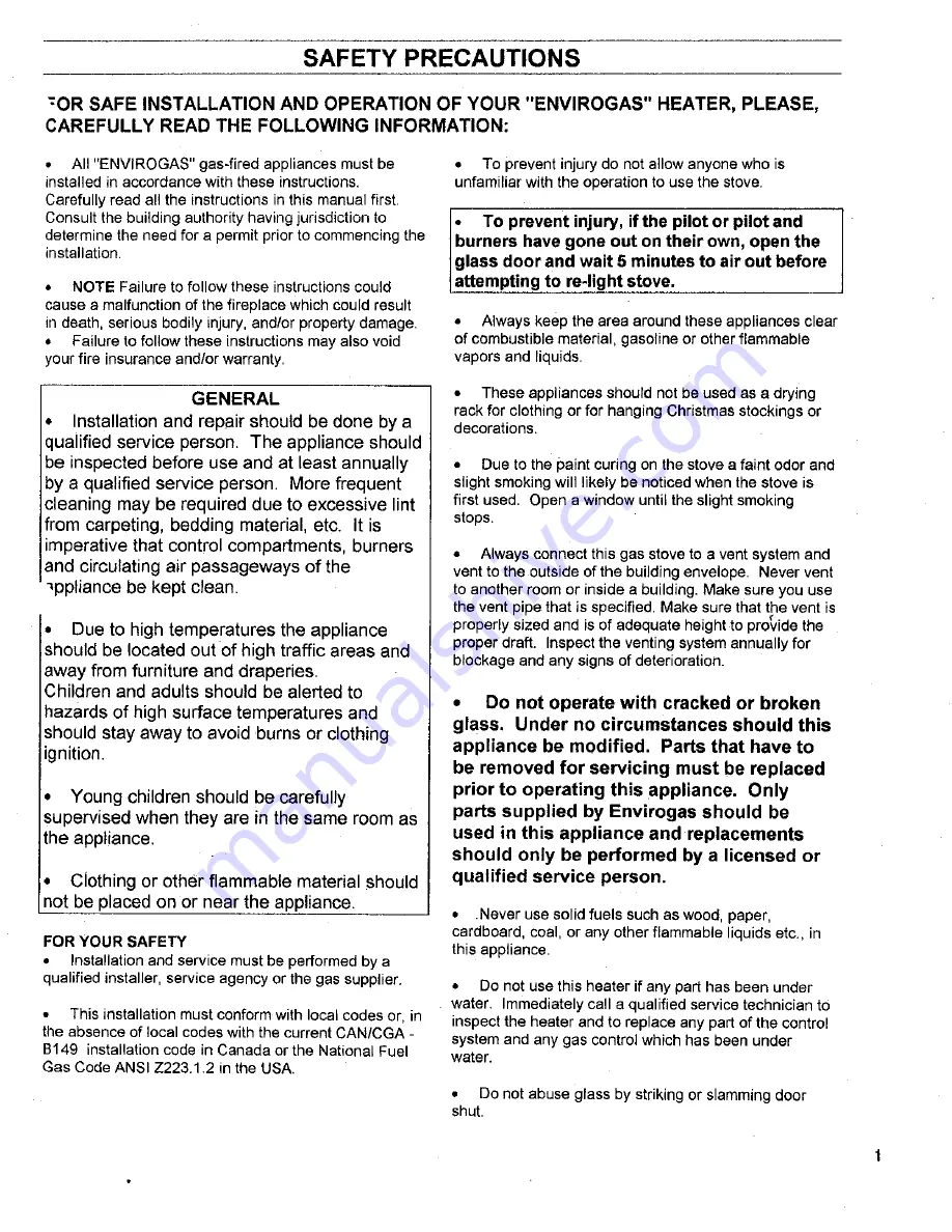 Enviro Gas EG 30 Owner'S Manual Download Page 2