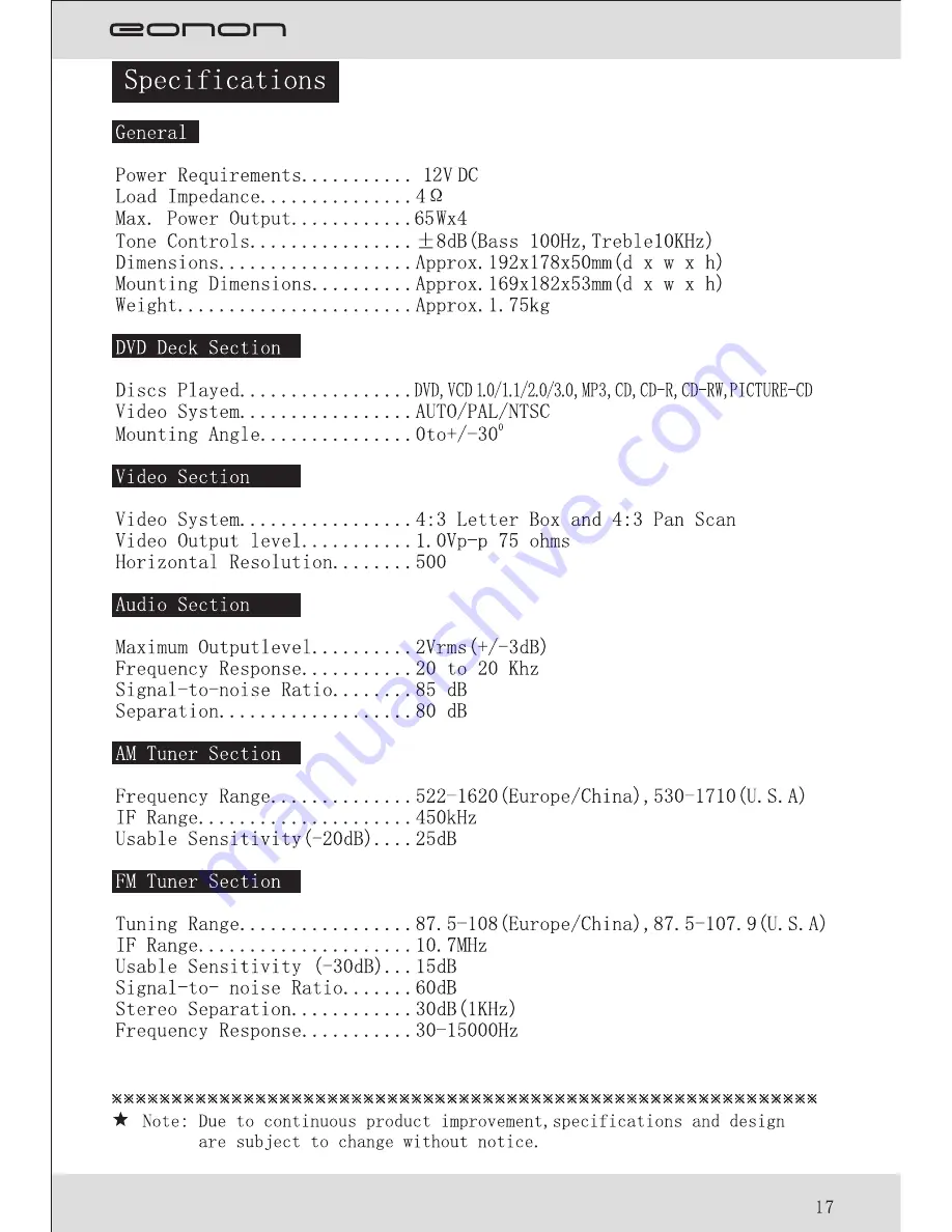 Eonon D1003 User Manual Download Page 20