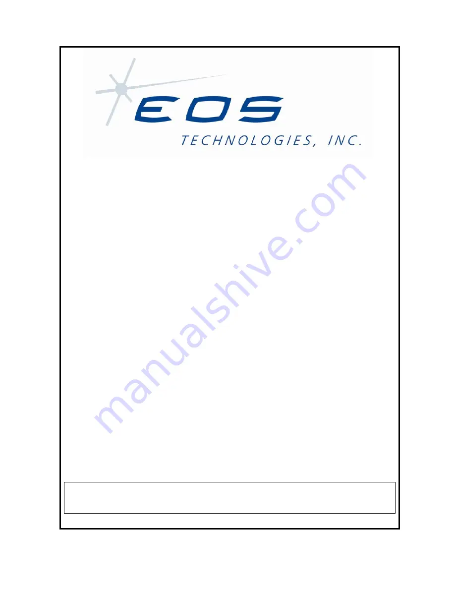 EOS MM-12920-1 Maintenance And Installation Manual Download Page 1