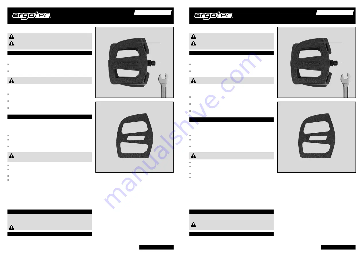 ERGOTEC Pedals EP-2 Assembly And Safety Instructions Download Page 1