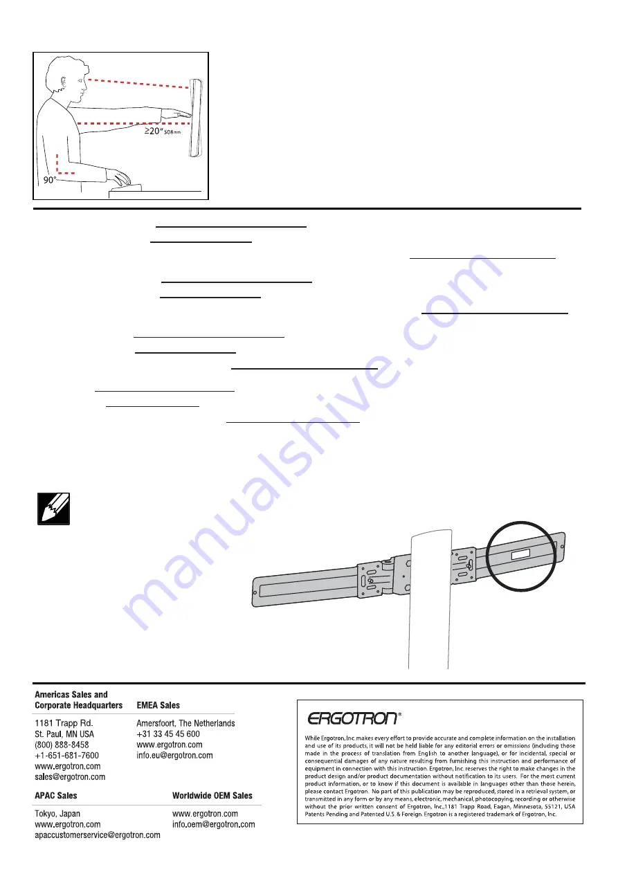 Ergotron WorkFit Dual Hinge Bow Accessory User Manual Download Page 20