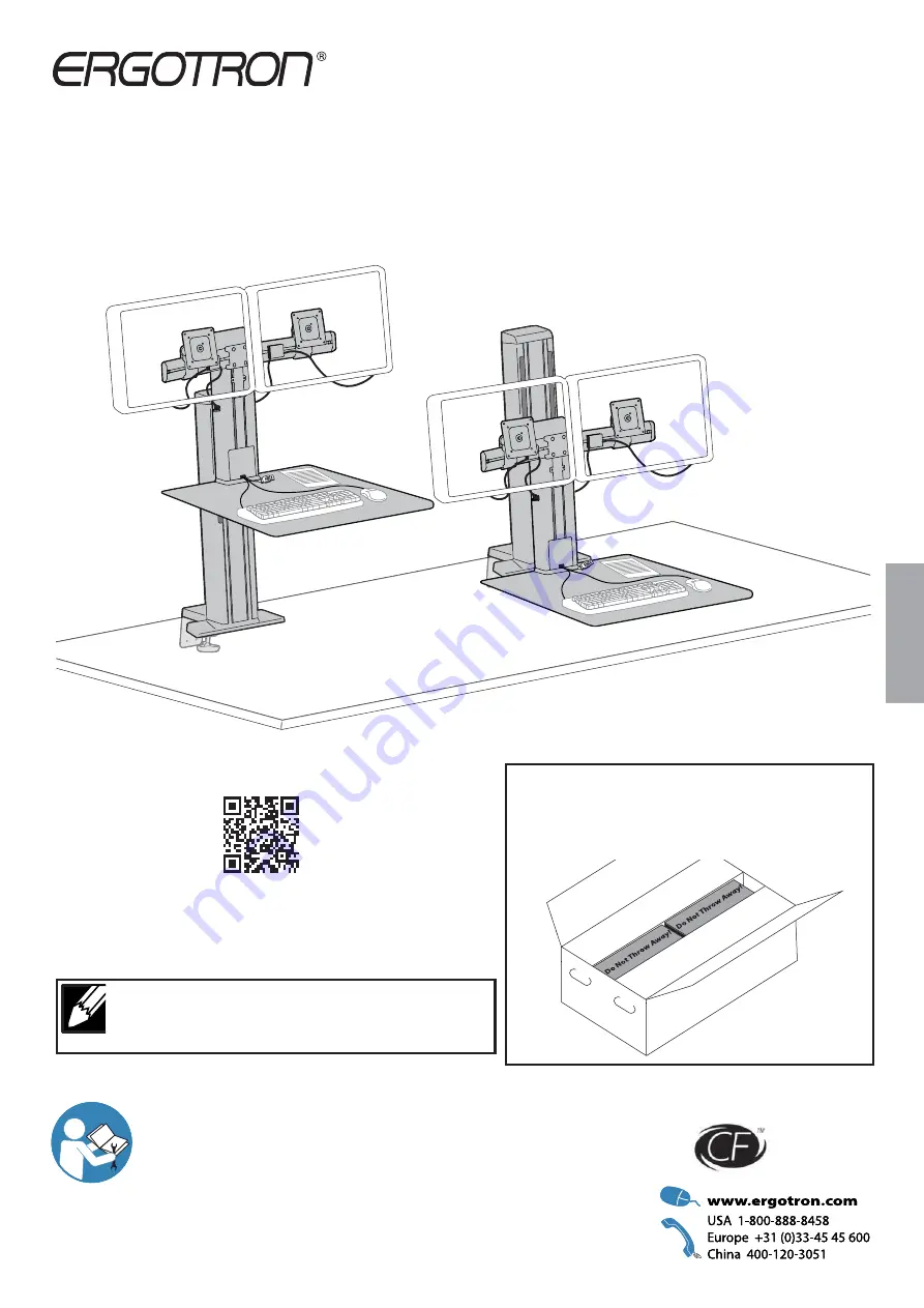 Ergotron Workfit-SR User Manual Download Page 1