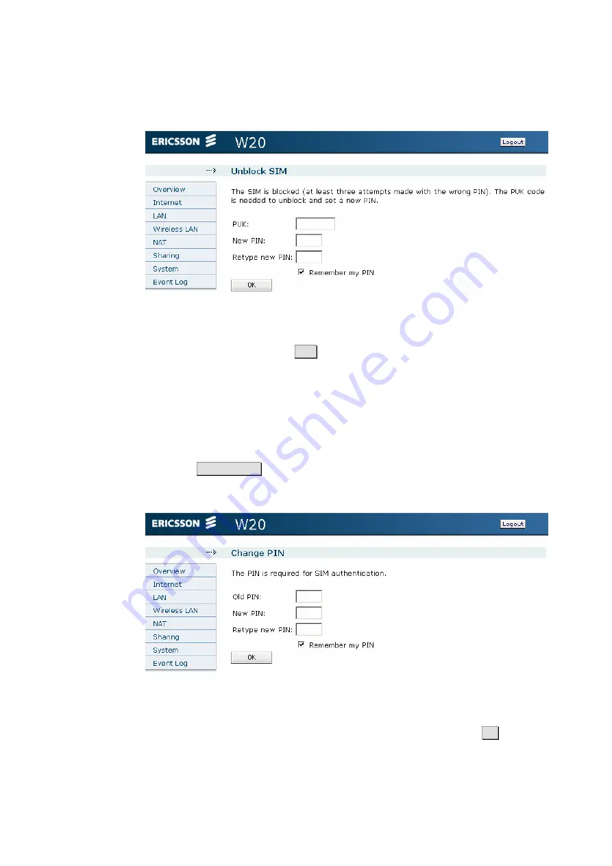 Ericsson W20 User Manual Download Page 30