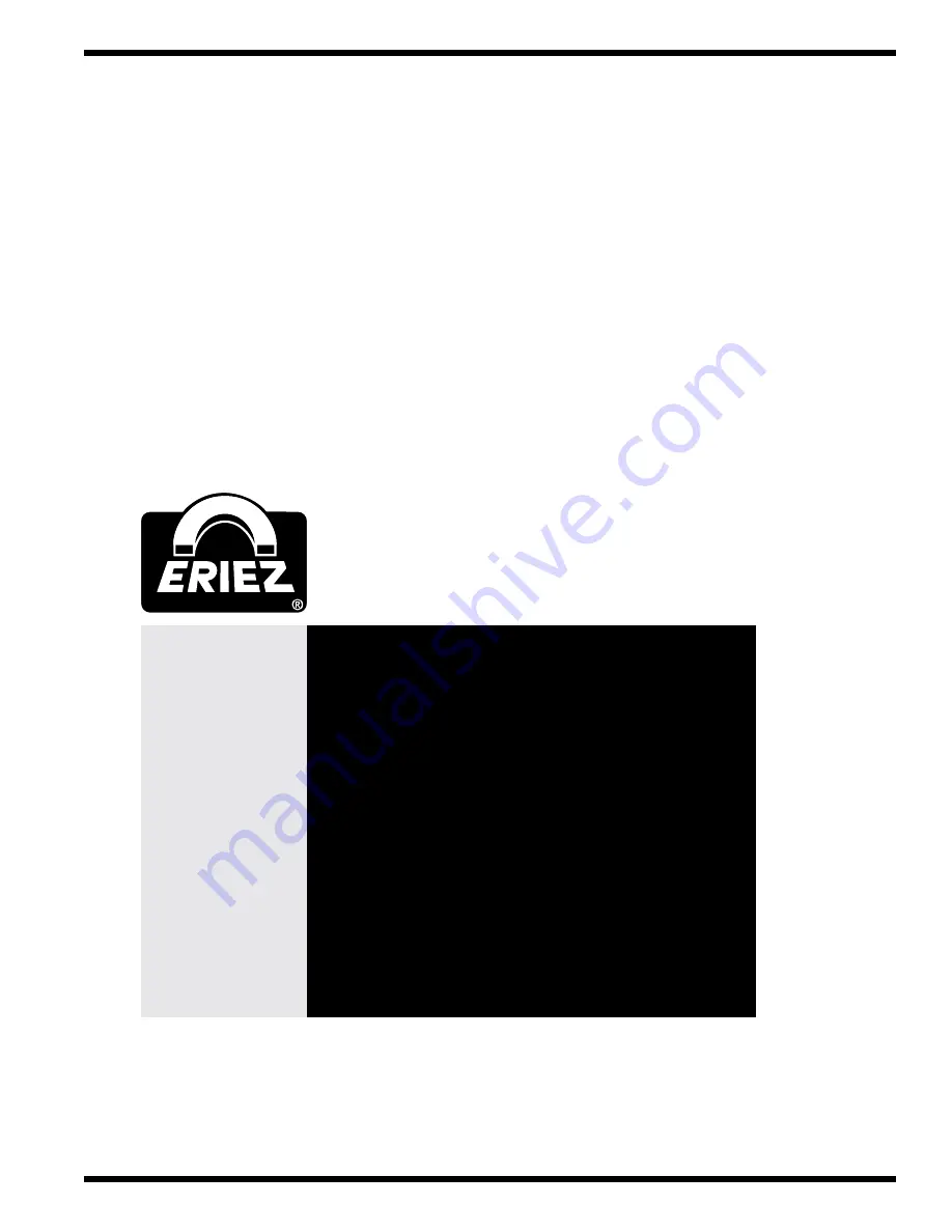 Eriez DFA-10 Installation, Operation And Maintenance Instructions Download Page 1