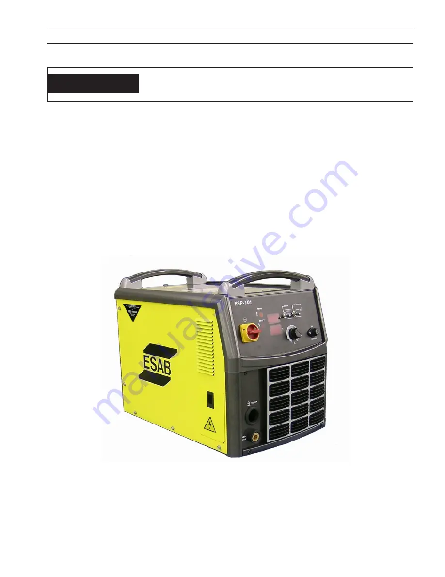 ESAB ESP-101 Instruction Manual Download Page 11