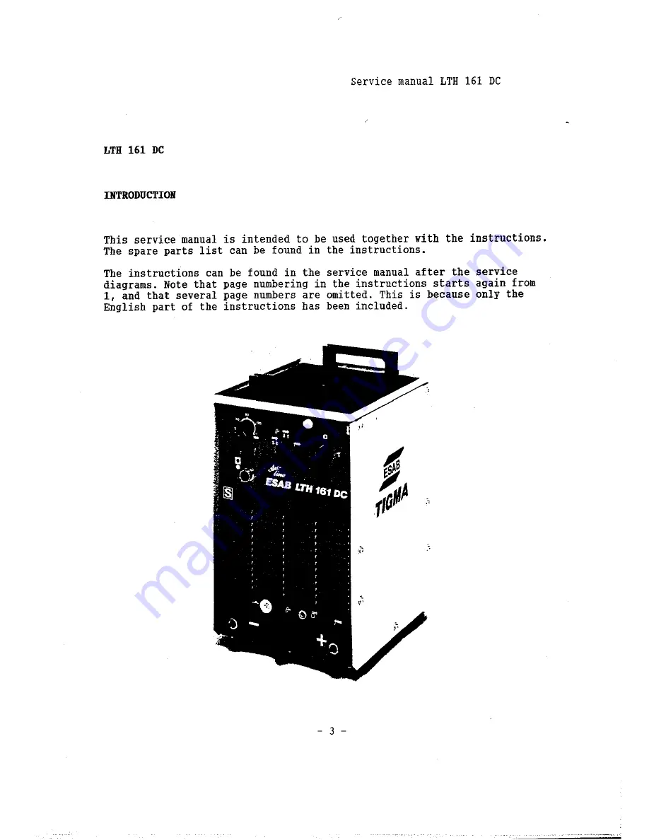 ESAB LTH 161 Service Manual Download Page 3