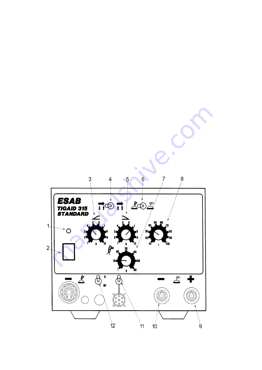 ESAB TIGAID315 AC/DC Instruction Manual Download Page 9