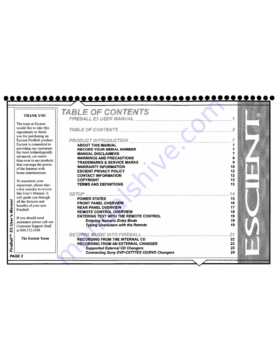 Escient Fireball E-2 User Manual Download Page 2