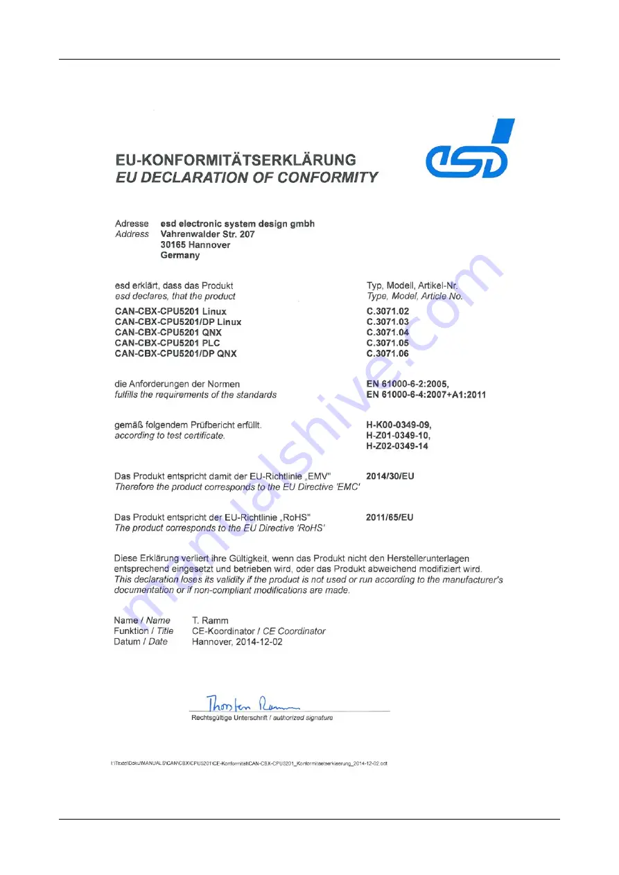 ESD CAN-CBX-CPU5201 Hardware Manual Download Page 52