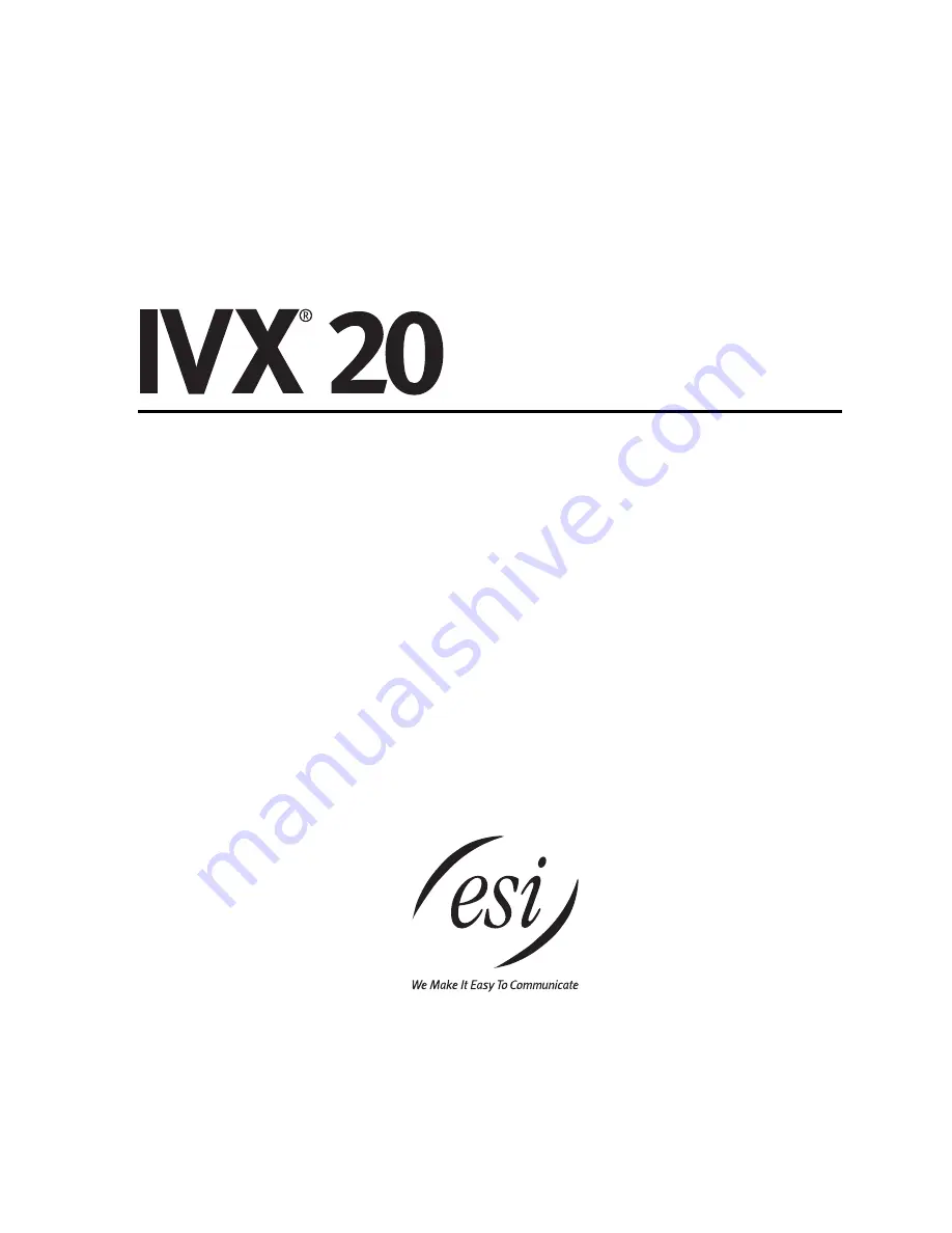 ESI IVX 20 Скачать руководство пользователя страница 1