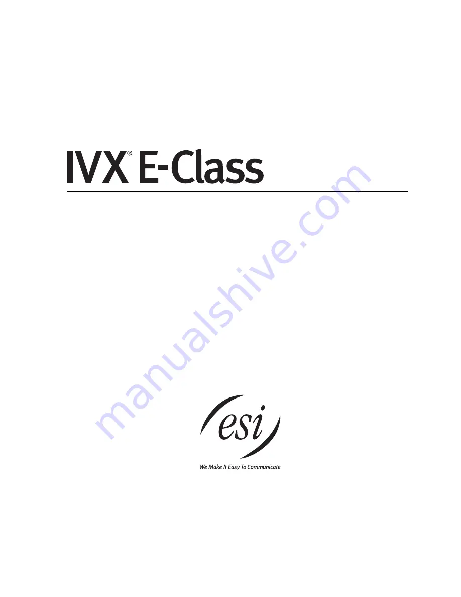 ESI ivx e-class series Administrator'S Manual Download Page 1