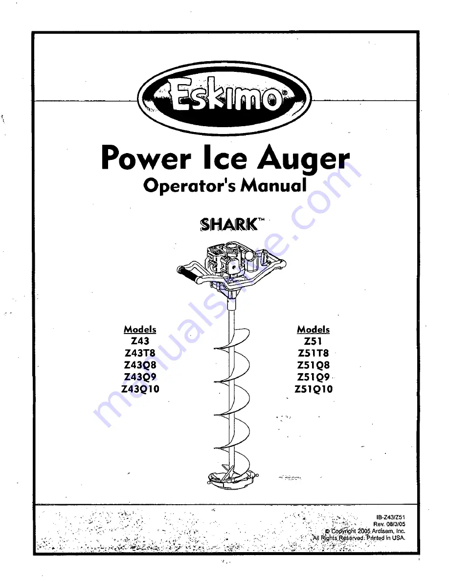 Eskimo SHARK Z51 Operator'S Manual Download Page 1