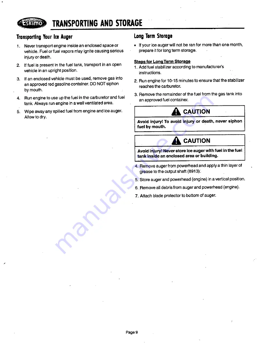 Eskimo SHARK Z51 Operator'S Manual Download Page 9