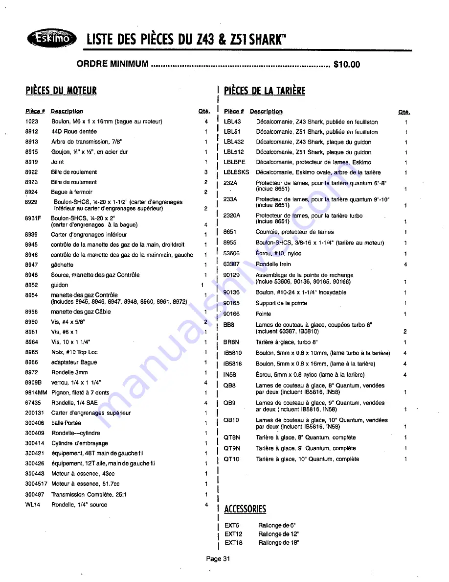 Eskimo SHARK Z51 Operator'S Manual Download Page 31