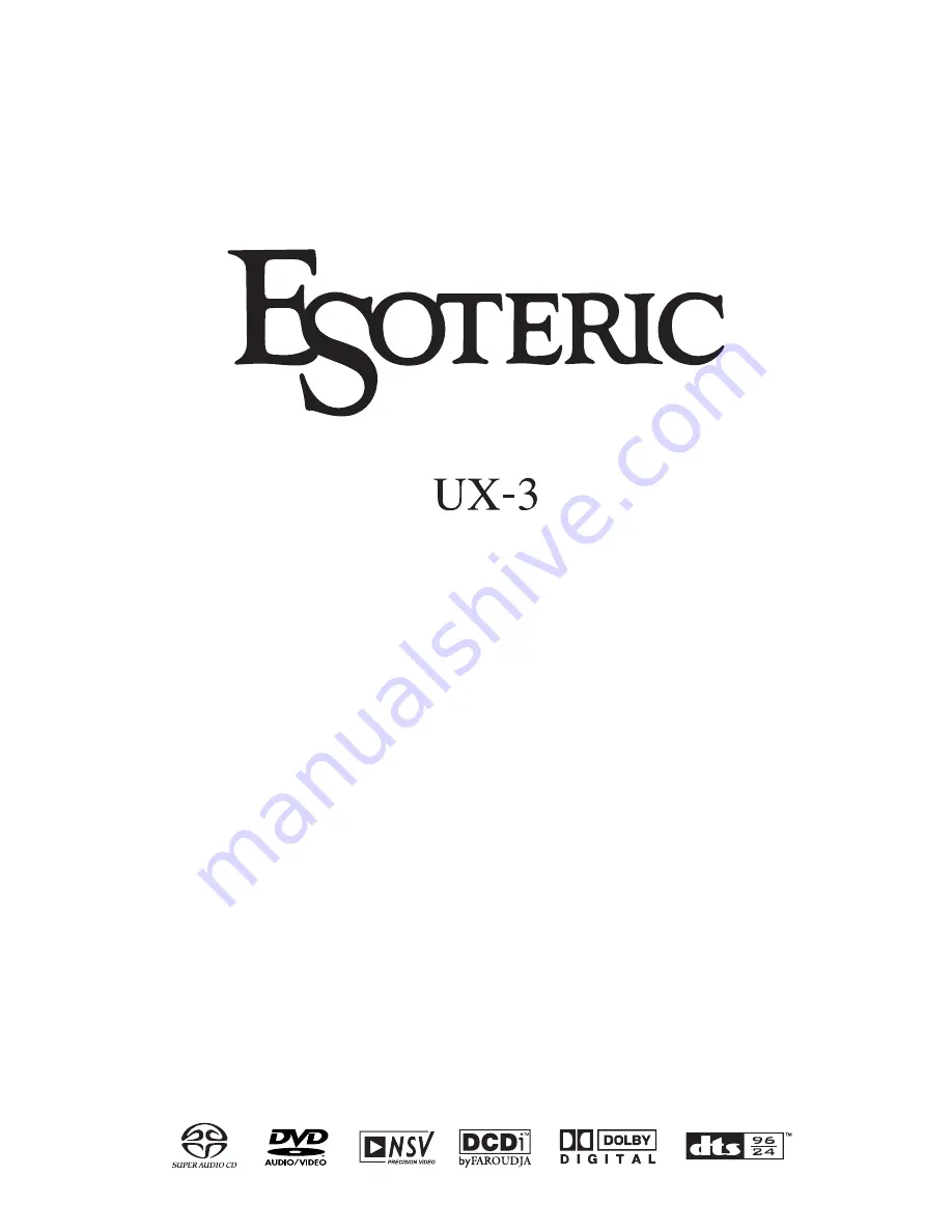 Esoteric UX-3 Owner'S Manual Download Page 1