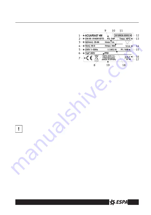 Espa ACUAPRES 07 Instruction Manual Download Page 18