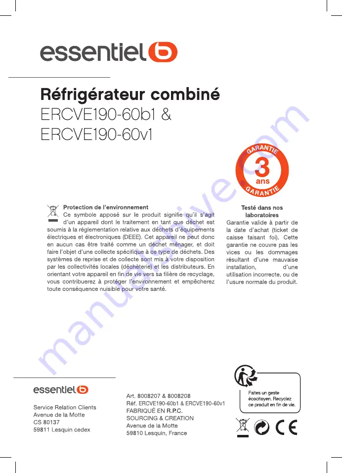 Essentielb ERCVE190-60b1 Manual Download Page 27