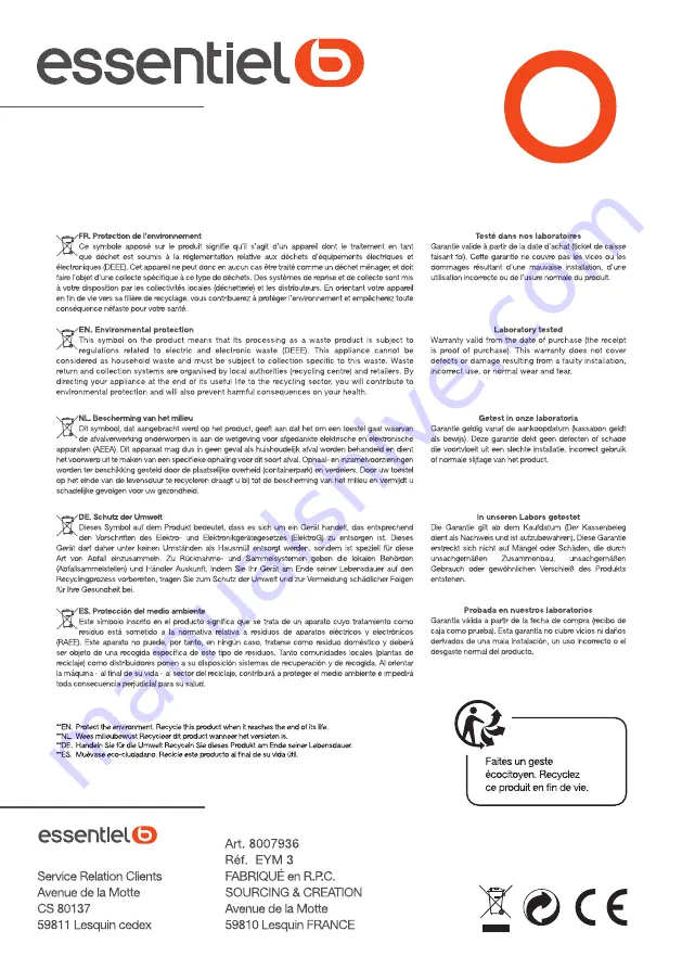 Essentielb EYM 3 Instruction Manual Download Page 56