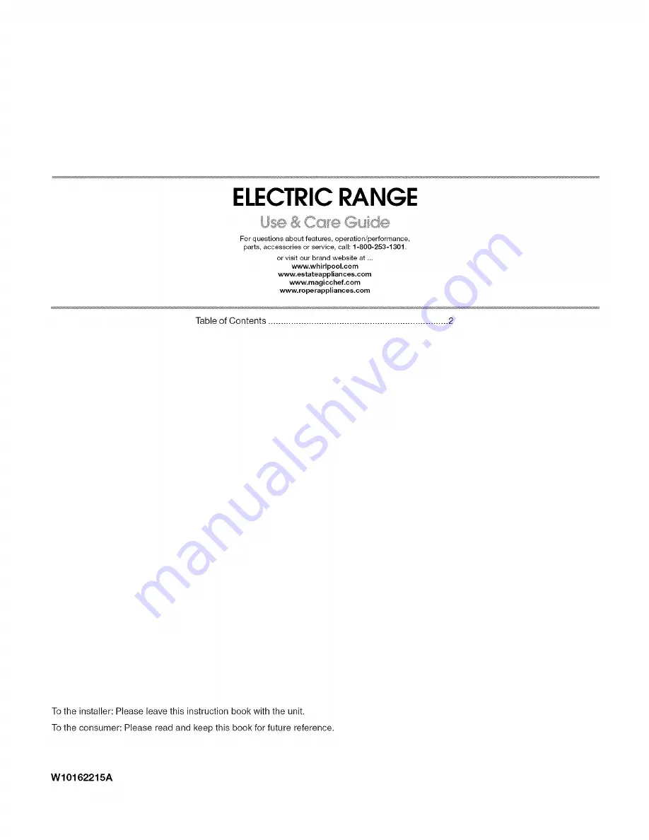 Estate TEP315TV1 Use & Care Manual Download Page 1