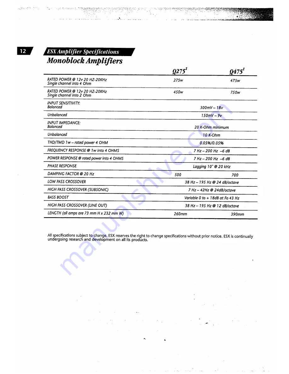 ESX Q1202 Owner'S Manual Download Page 14