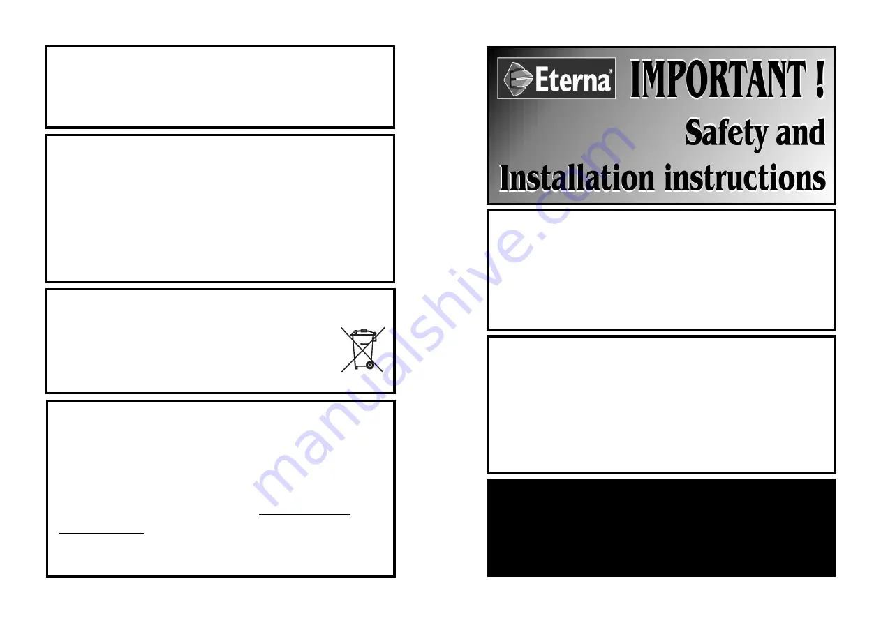 Eterna D087 Safety And Installation Instructions Download Page 1