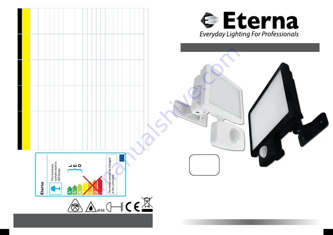 Eterna FLD10PIRBK Installation Instructions Download Page 1