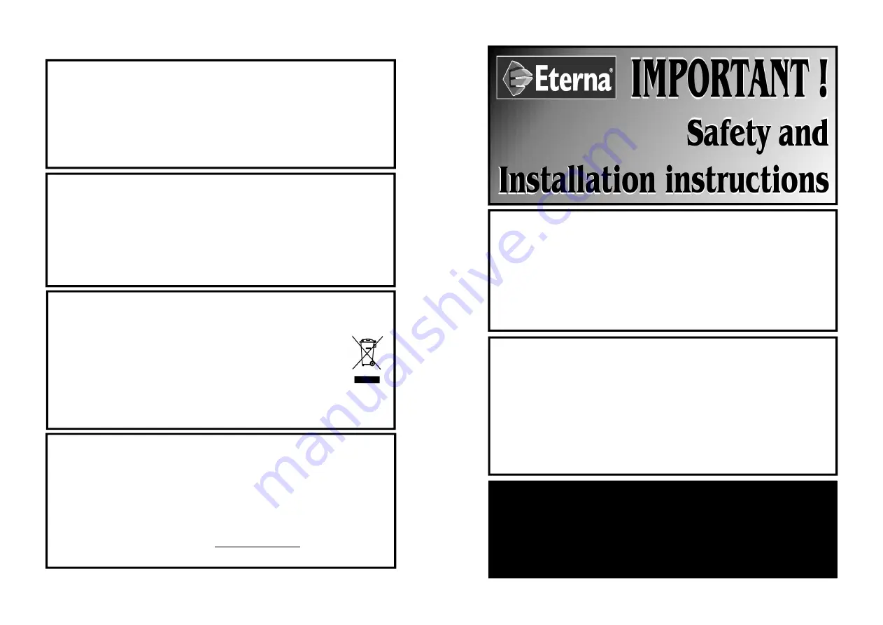 Eterna SH3WH Safety And Installation Instructions Download Page 1