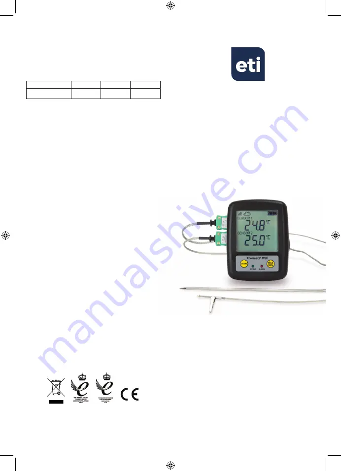 ETI THERMAQ WIFI Quick Start Manual Download Page 1