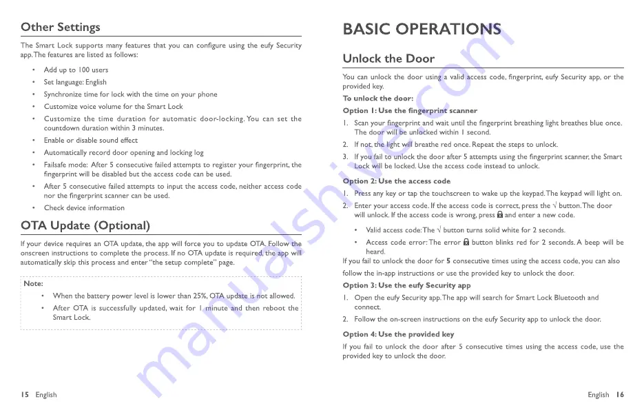 eufy Security Smart Lock Touch User Manual Download Page 10