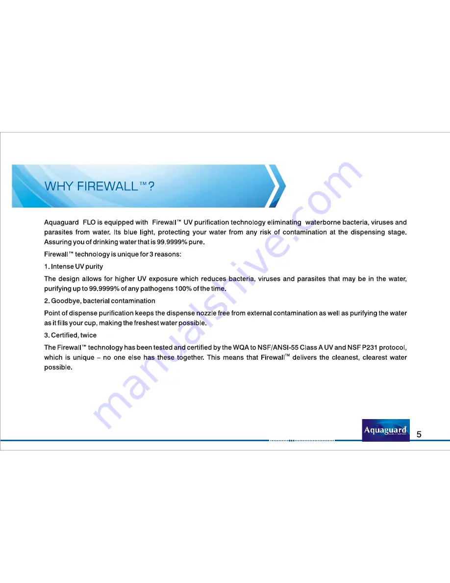 Eureka Forbes Aquaguard Flo User Manual Download Page 7