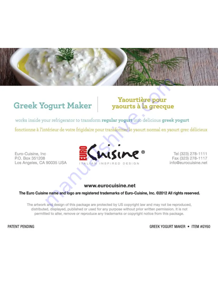 Euro Cuisine GY60 Instruction Book Download Page 14