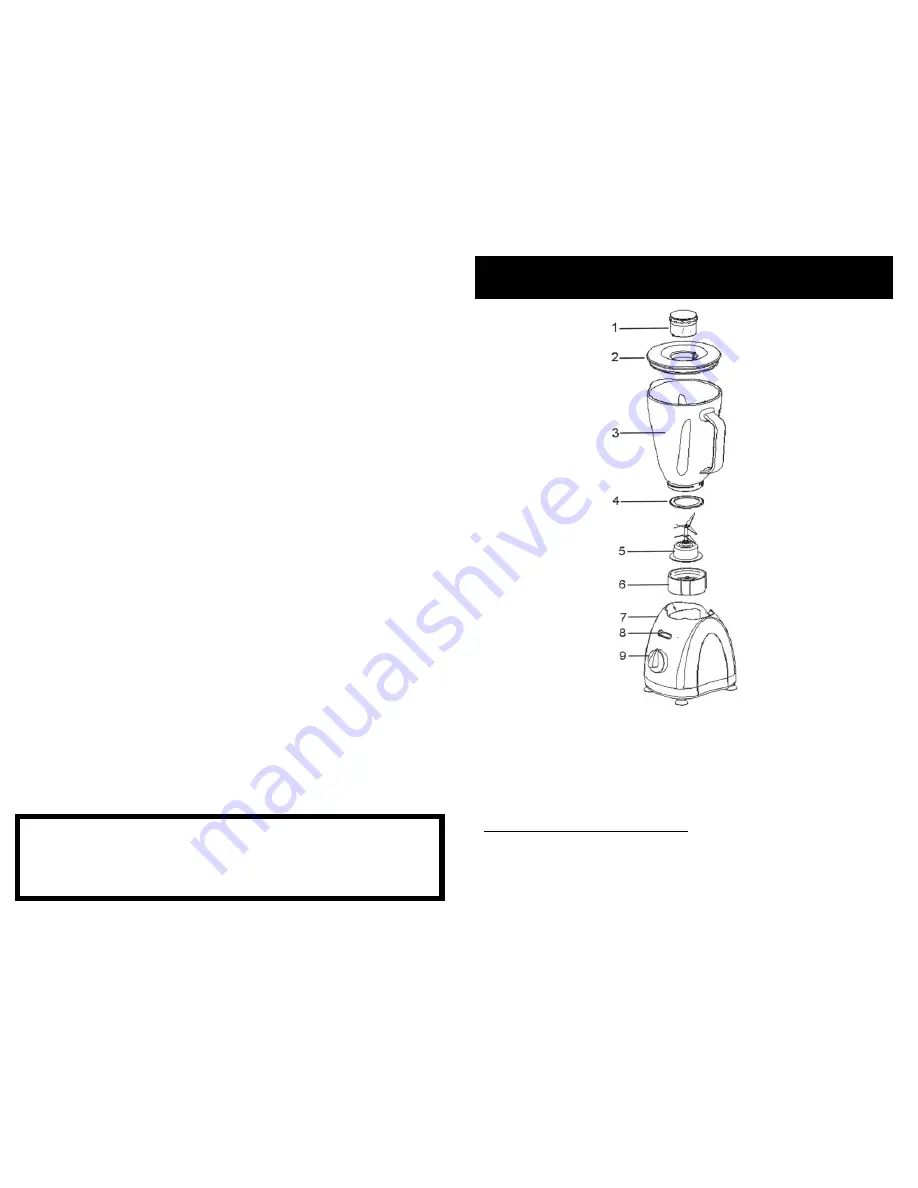 Euro-Pro QUAD-BLADE BLENDER KB305E Owner'S Manual Download Page 8