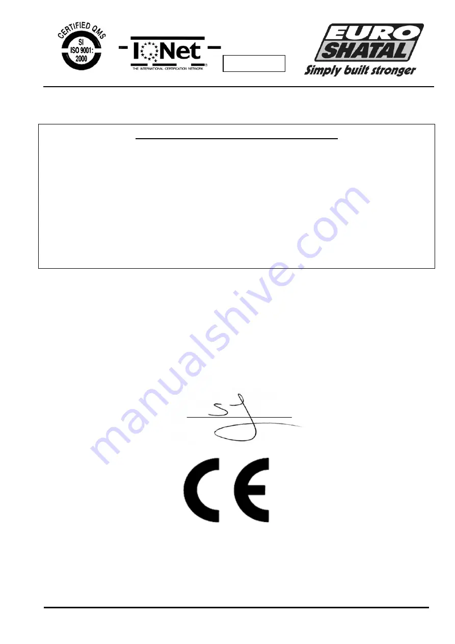 Euro Shatal TS301 Operating Instructions/Spare Parts List Download Page 14