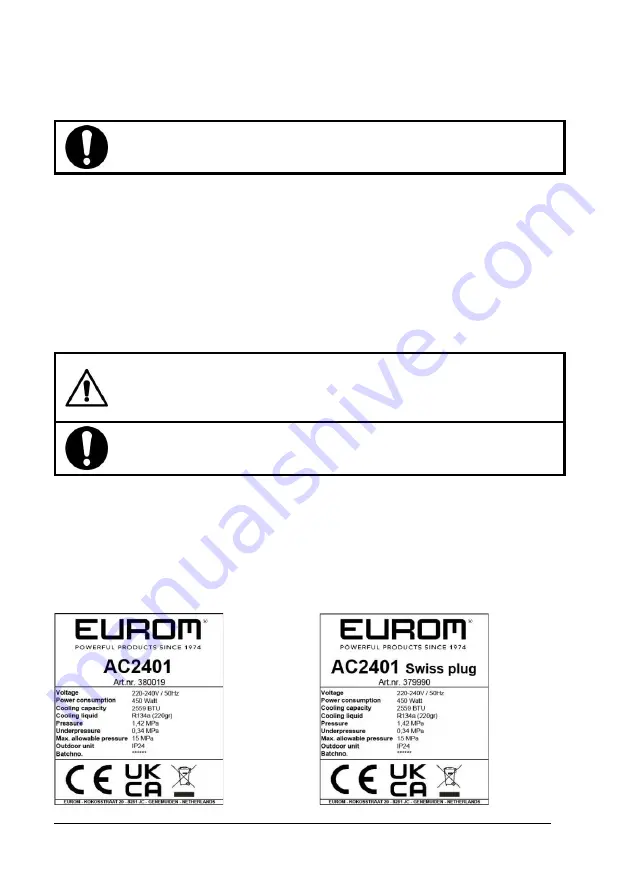 EUROM AC2401 User Manual Download Page 63