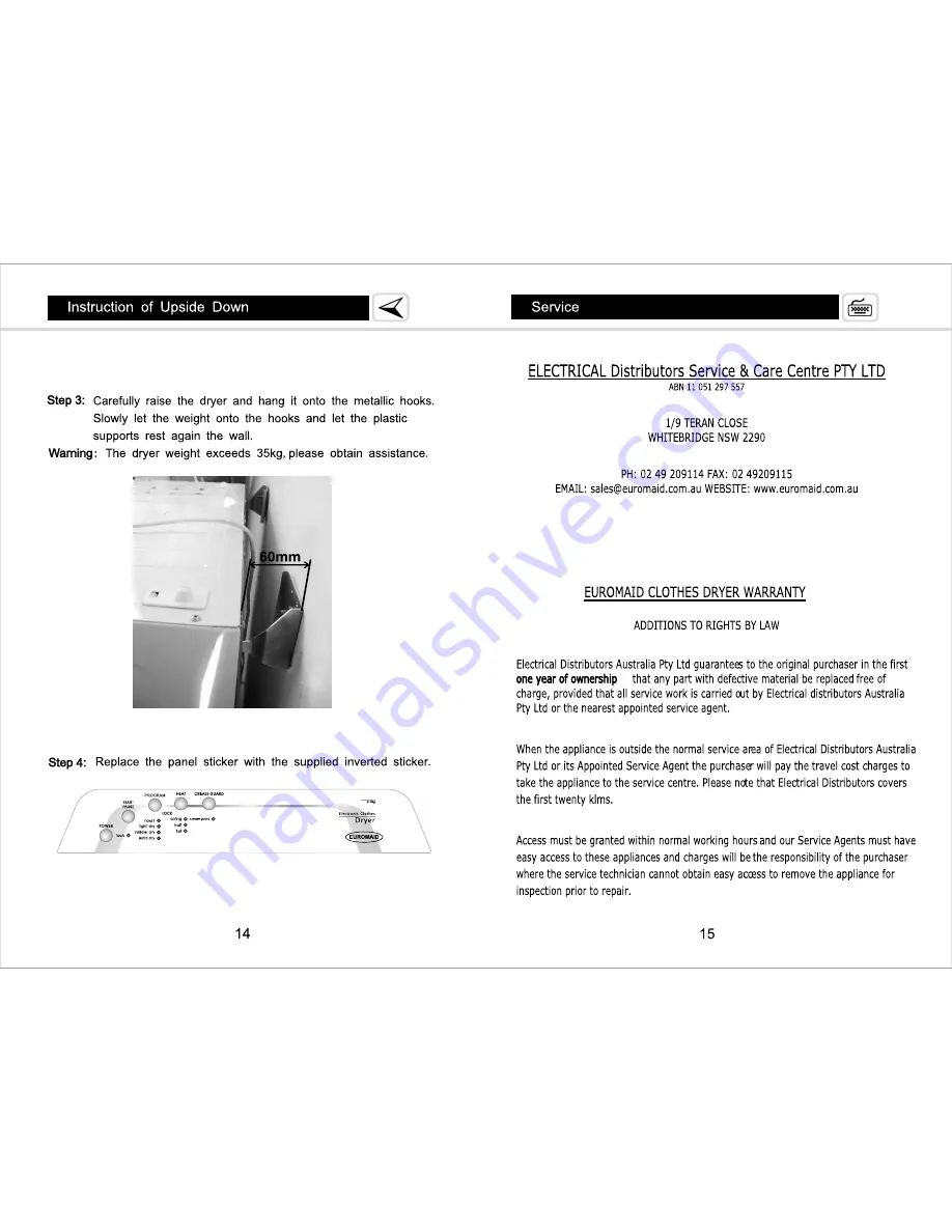 Euromaid DE6KG Manual Download Page 10