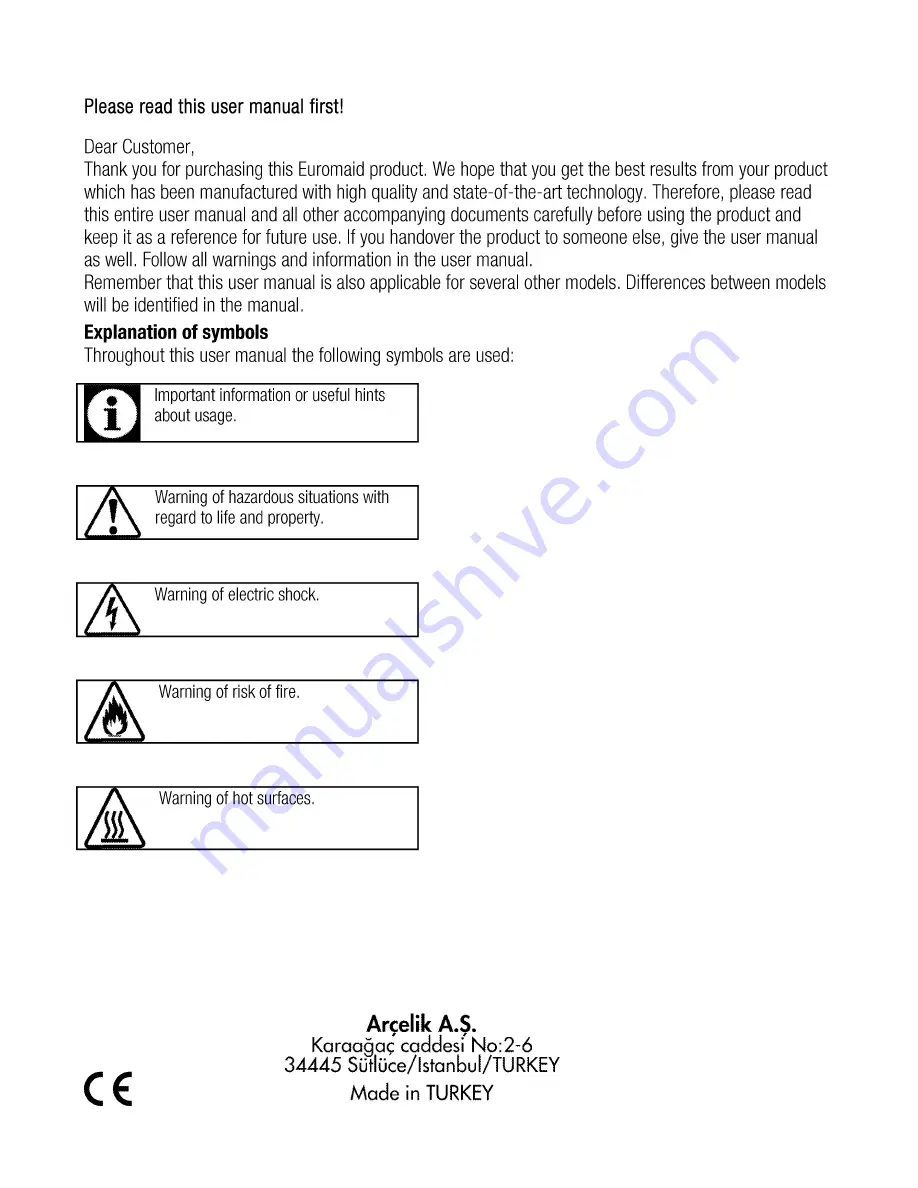 Euromaid ETP12 Installation & Operating Instructions And Cooking Guidance Download Page 2