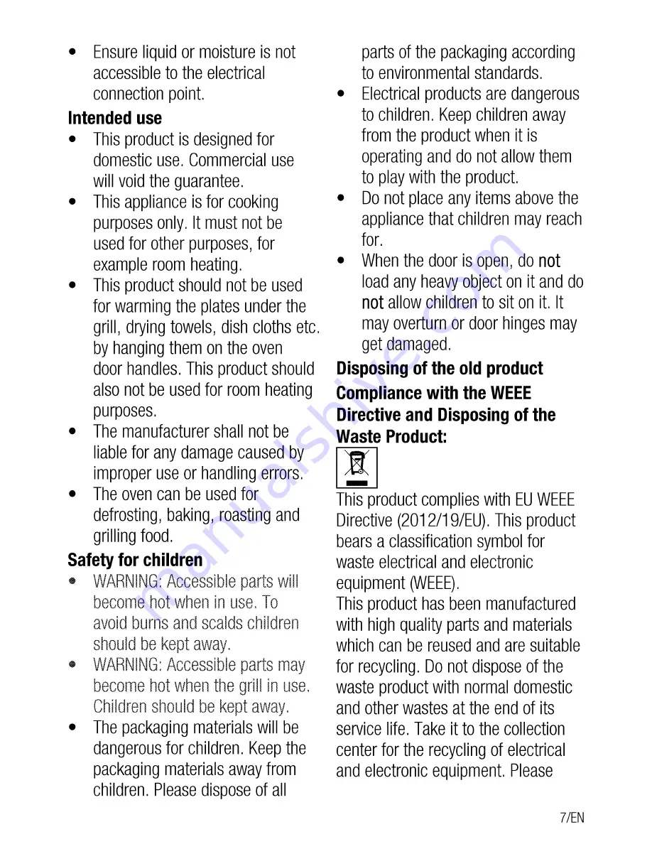 Euromaid ETP12 Installation & Operating Instructions And Cooking Guidance Download Page 7