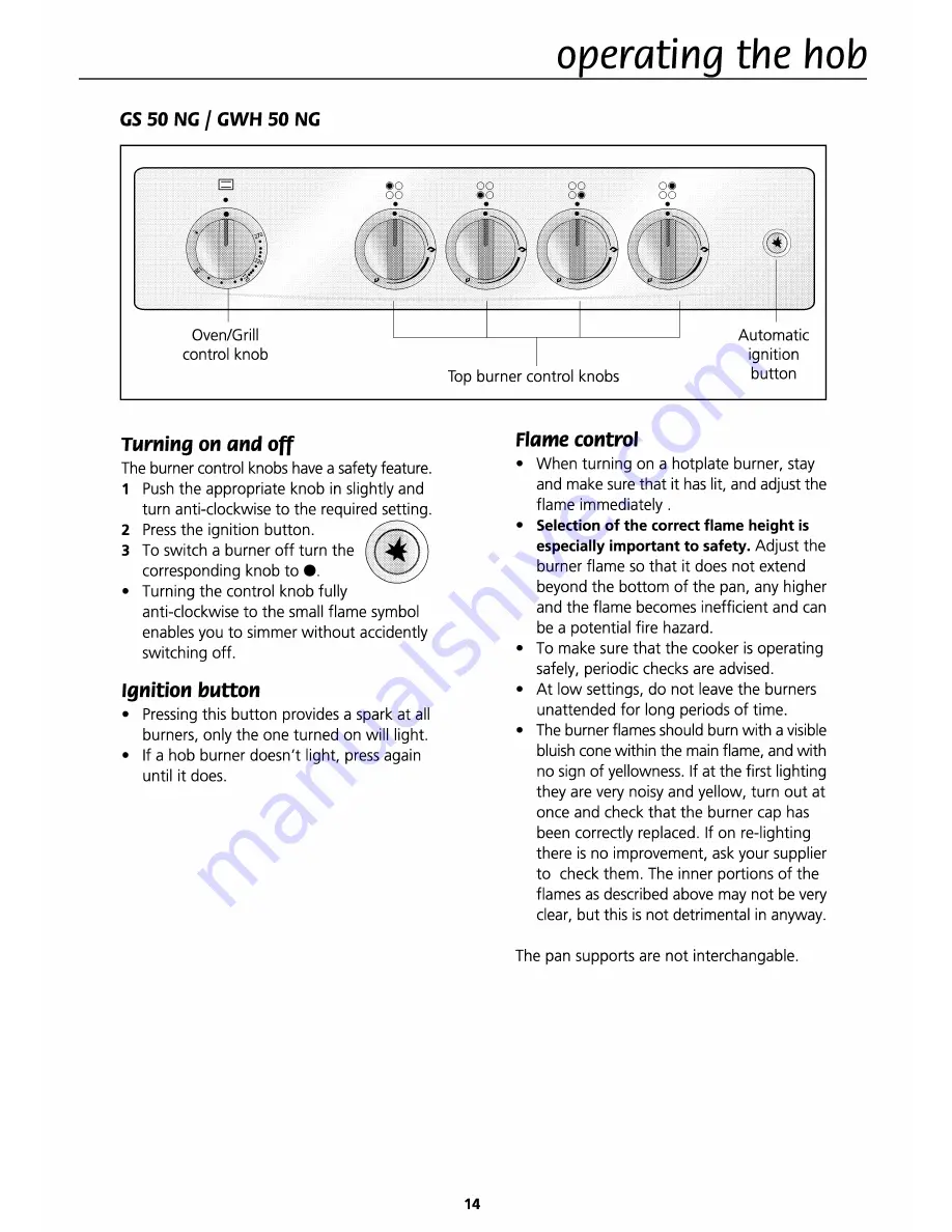 Euromaid GS50NG Installation & Operating Instructions And Cooking Guidance Download Page 15