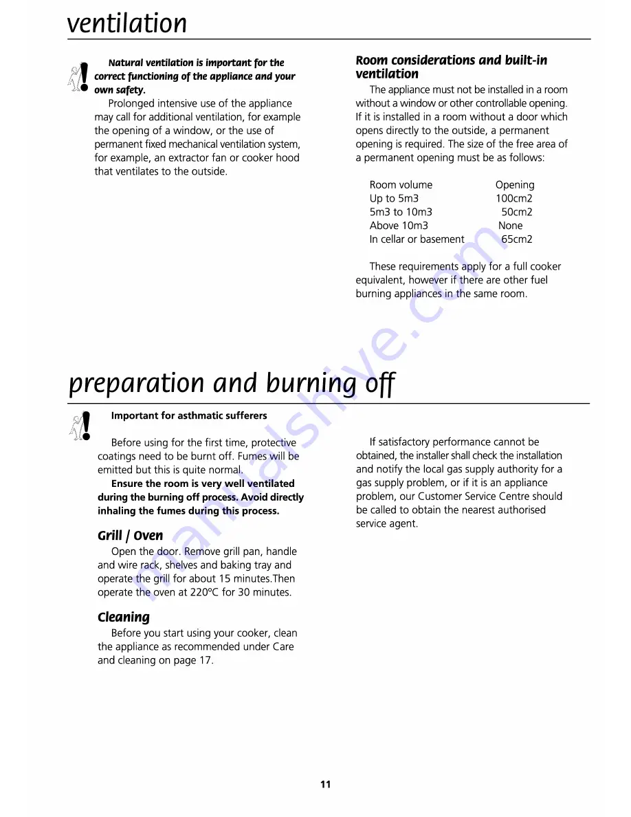 Euromaid GS60NG Installation & Operating Instructions And Cooking Guidance Download Page 11