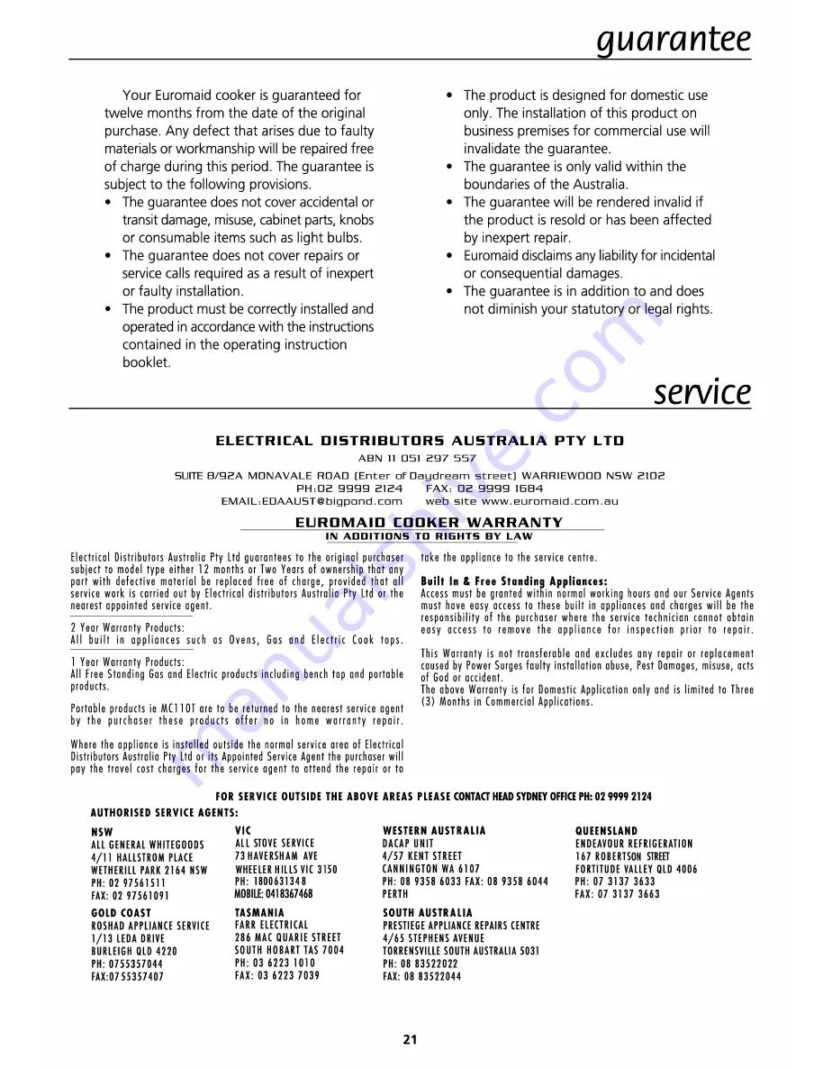 Euromaid GWH50LP Manual Download Page 21