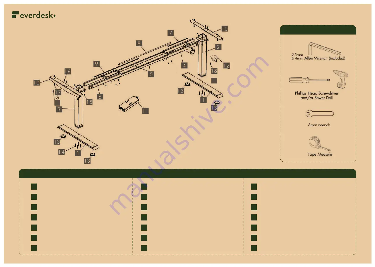 EverDesk+ Lite Frame Assembly Manual Download Page 2